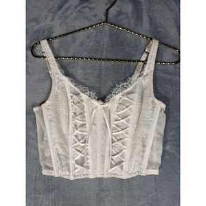 Victoria's Secret Romantic Lace Corset Top Ivory White Bustier S-DD Small
